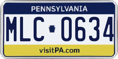 PA license plate MLC0634