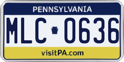 PA license plate MLC0636