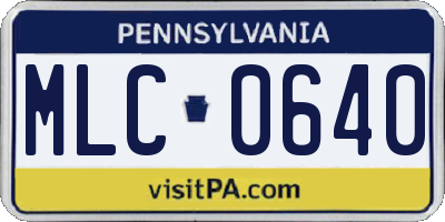 PA license plate MLC0640
