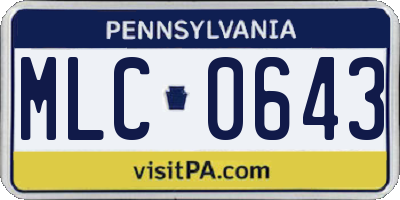 PA license plate MLC0643