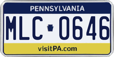 PA license plate MLC0646