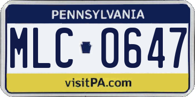 PA license plate MLC0647