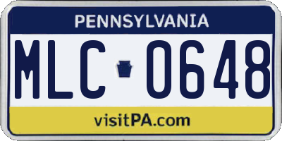 PA license plate MLC0648