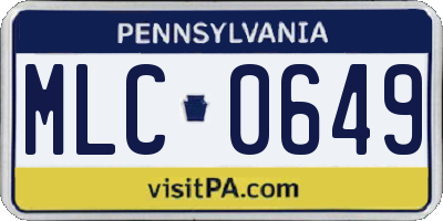 PA license plate MLC0649