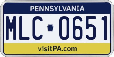 PA license plate MLC0651