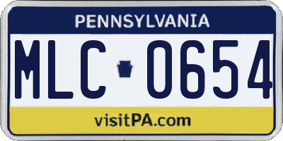 PA license plate MLC0654