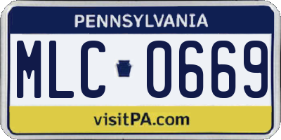 PA license plate MLC0669