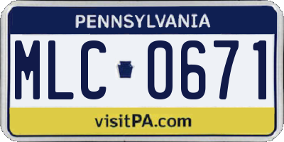 PA license plate MLC0671