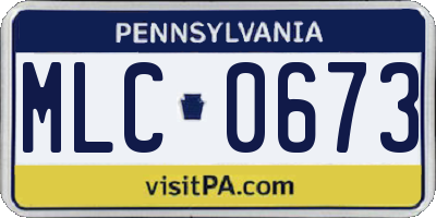 PA license plate MLC0673