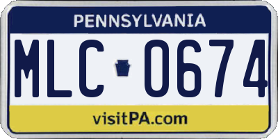 PA license plate MLC0674