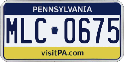 PA license plate MLC0675