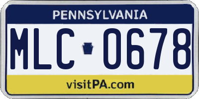 PA license plate MLC0678
