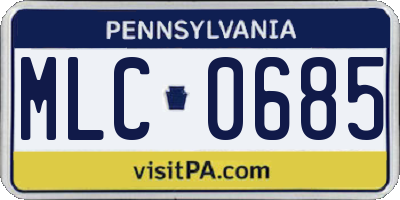 PA license plate MLC0685