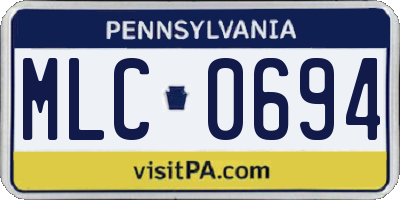 PA license plate MLC0694