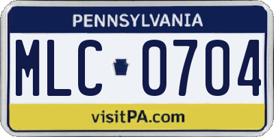 PA license plate MLC0704