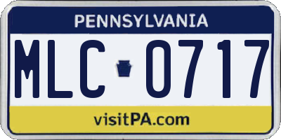 PA license plate MLC0717