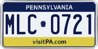 PA license plate MLC0721