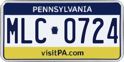PA license plate MLC0724