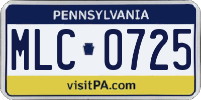 PA license plate MLC0725