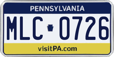 PA license plate MLC0726