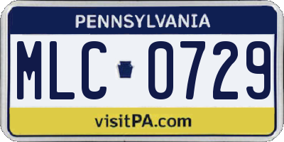 PA license plate MLC0729