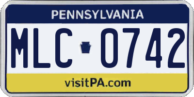 PA license plate MLC0742