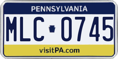 PA license plate MLC0745