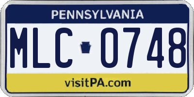 PA license plate MLC0748