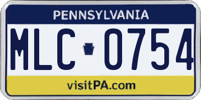 PA license plate MLC0754