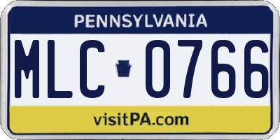 PA license plate MLC0766