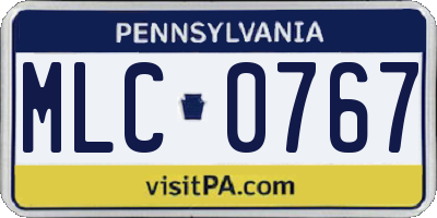 PA license plate MLC0767