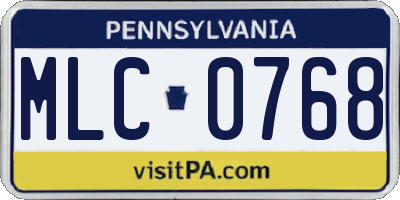 PA license plate MLC0768