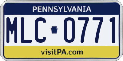 PA license plate MLC0771