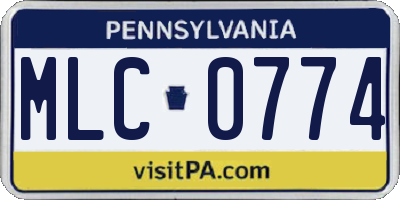 PA license plate MLC0774