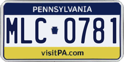 PA license plate MLC0781