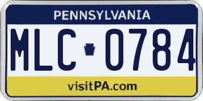 PA license plate MLC0784