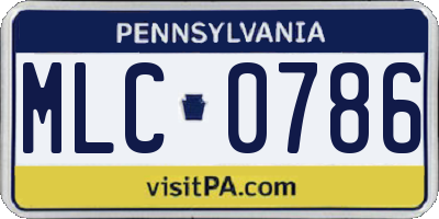 PA license plate MLC0786