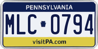 PA license plate MLC0794