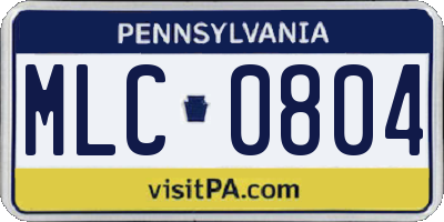 PA license plate MLC0804