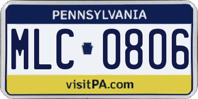 PA license plate MLC0806
