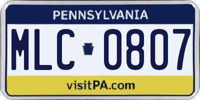 PA license plate MLC0807