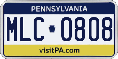 PA license plate MLC0808