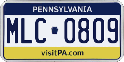PA license plate MLC0809