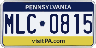 PA license plate MLC0815