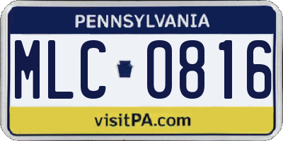 PA license plate MLC0816
