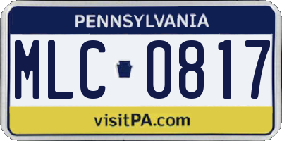 PA license plate MLC0817