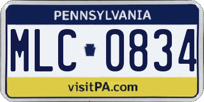 PA license plate MLC0834