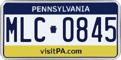 PA license plate MLC0845