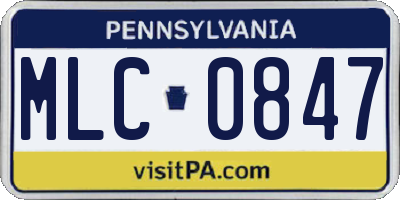 PA license plate MLC0847