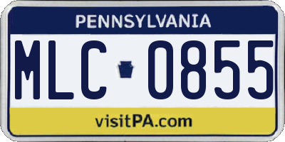 PA license plate MLC0855